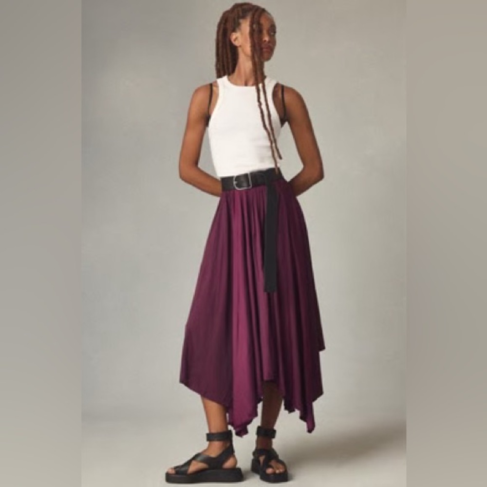 Anthropologie Purple Sleek A-line Skirt
